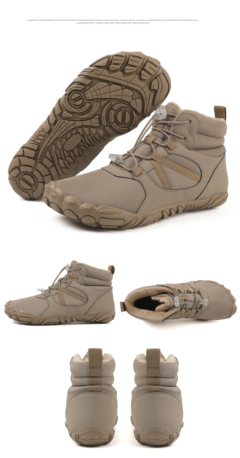 Men Women Waterproof Winter Boots Snow Barefoot Casual Shoes Outdoor Warm Work Shoes Ankle Shoes for Trekking Climbing Hiking