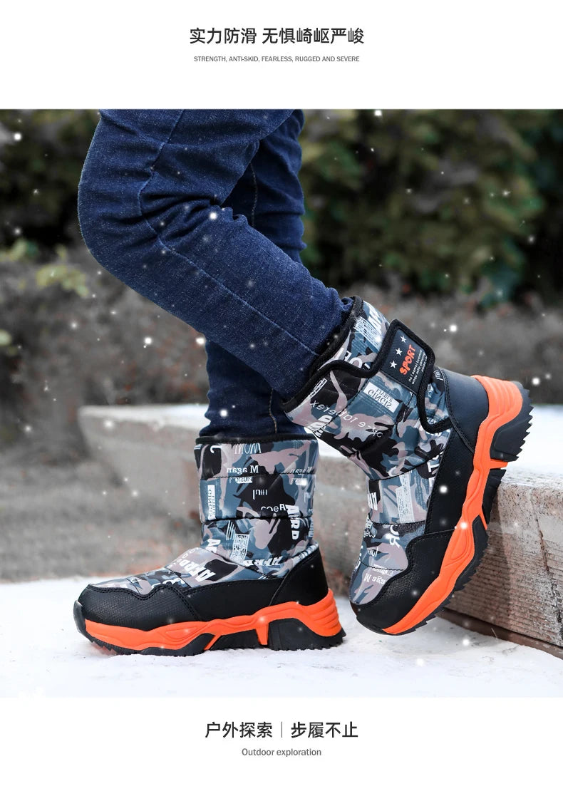 New Cute Winter Girl's Nonslip Snow Boots Kids Mountaineering Skiing Warm Felt Boots School Outdoor Activities Eur Size 31-39