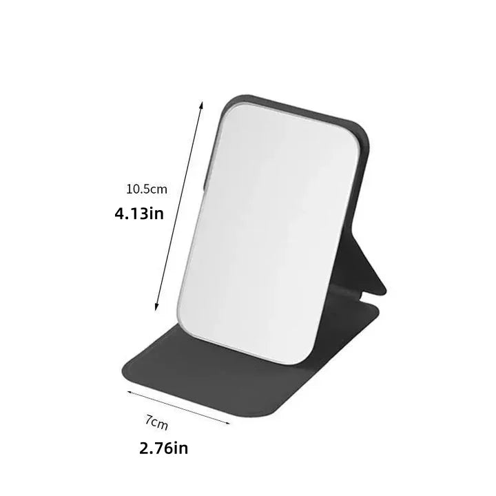 Desktop makeup mirror PU leather simple portable handheld makeup mirror foldable student compact cute pocket mirror