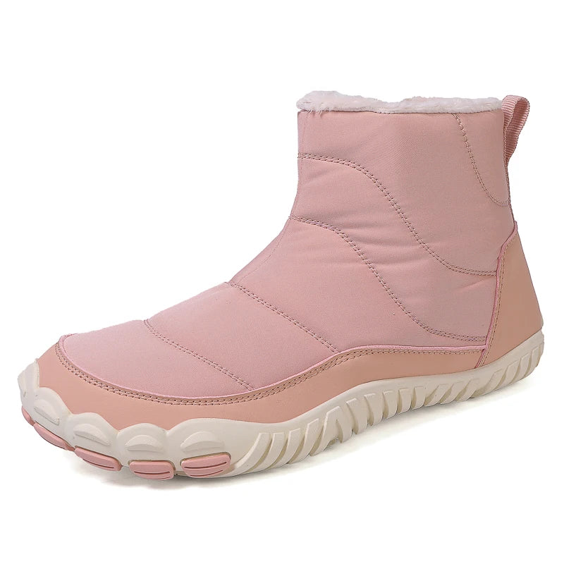 Women/Men Barefoot Snow Boots Warm Fur Shoes Non Slip Minimalist Ankle Boots Thermal Plush Shoes Comfortable for Hiking Walking