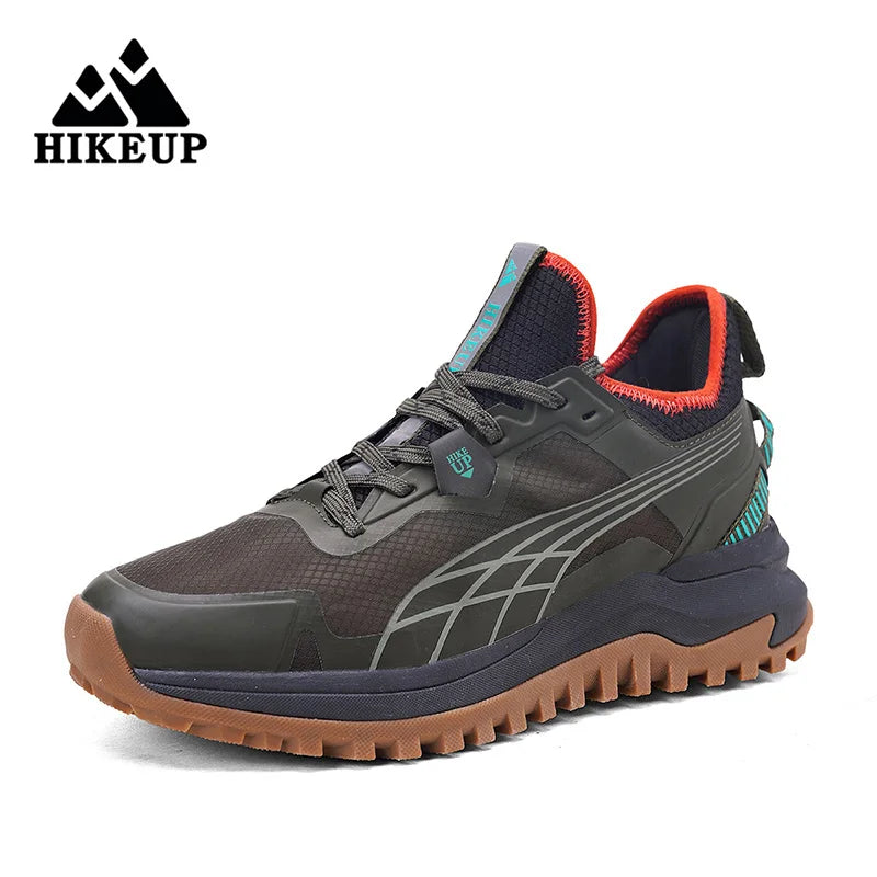 HIKEUP New Men Hiking Shoes Outdoor Sport Wear-Resistant Climbing Shoes Rubber Sole Trekking Sneaker Women Sports