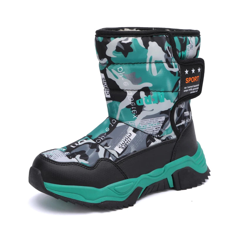 New Cute Winter Girl's Nonslip Snow Boots Kids Mountaineering Skiing Warm Felt Boots School Outdoor Activities Eur Size 31-39