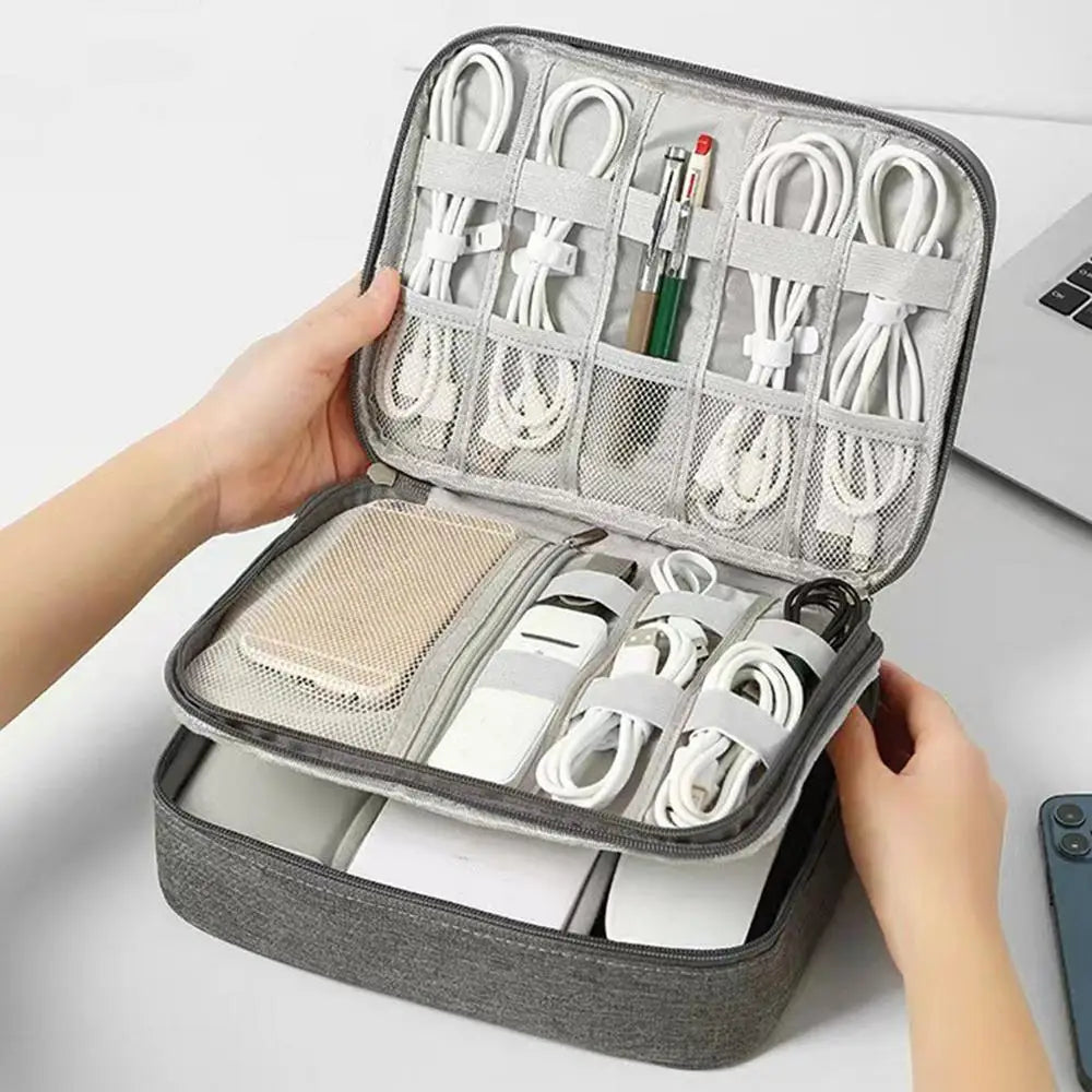 Electronics Organizer Travel Case Compact Waterproof Electronics Organizer Case Travel Essentials Cable Storage Bag For Mini