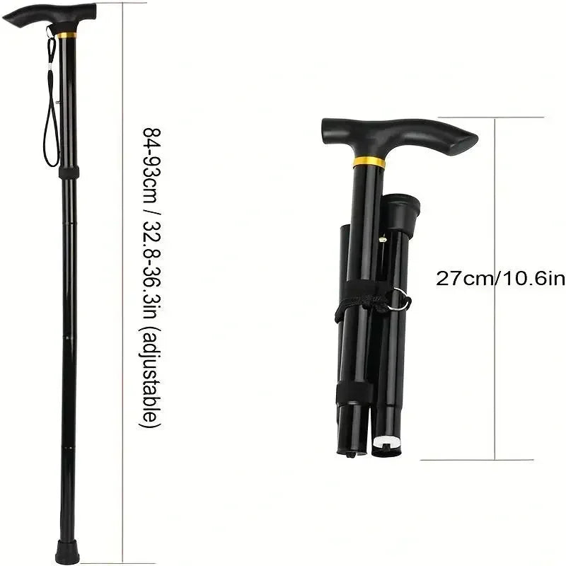 Telescopic Walking Stick Outdoor Hiking Trekking Poles Aluminum Alloy Metal Folding Cane Crutches Pole For Elderly People