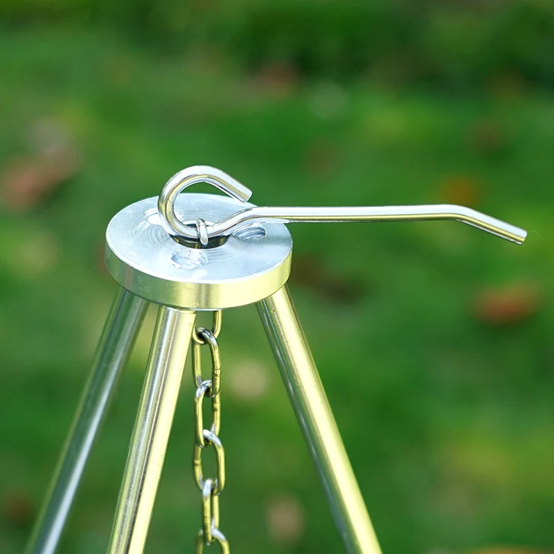 Camping Campfire Tripod for Hanging Pot Outdoor Cookware Picnic Cooking Pot Grill Rack Barbecue Support Aluminum Alloy Tripod