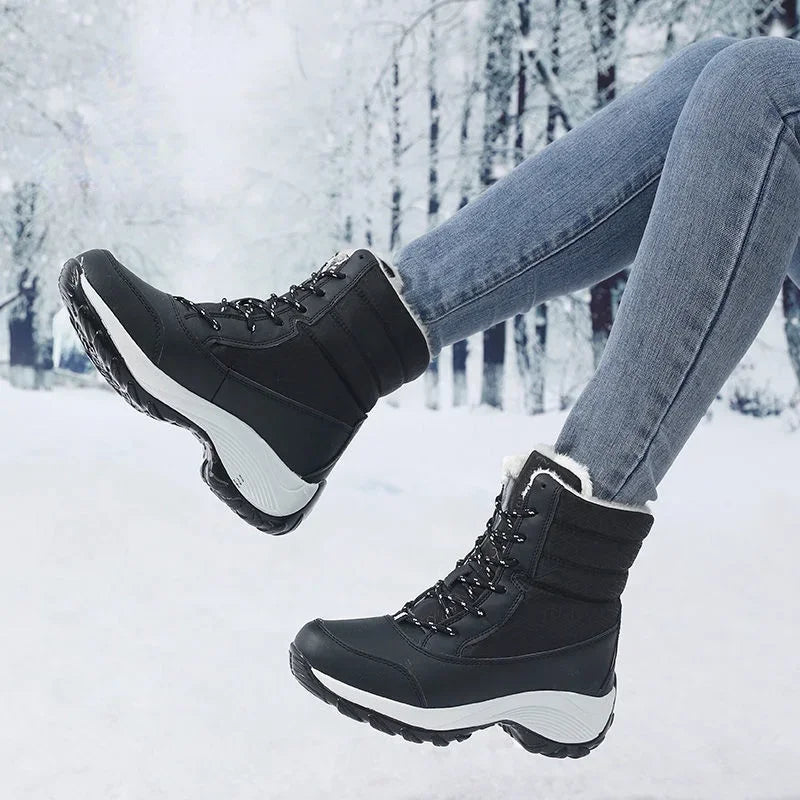 Snow Boots for Women Casual Winter Shoes Platform Non-slip Warm Fur Ankle Boots Plush Combat Outdoor Casual Hiking Warm Shoes