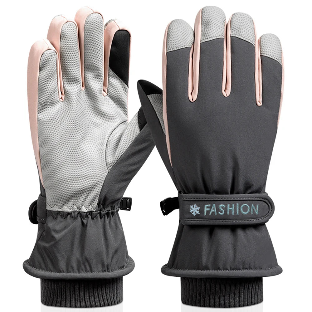 1 Pair Ski Gloves Waterproof aAnd Windproof - Thickened Warm Snow Gloves, Snowboard Touch Screen Cycling WinterGloves
