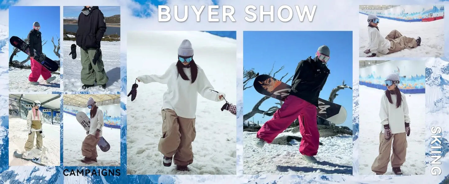 GSOU SNOW Super Baggy Snowboard Pants Men Waterproof Windproof Sports Clothes Insulated Loose Fit Ski Trousers for Cold Weather