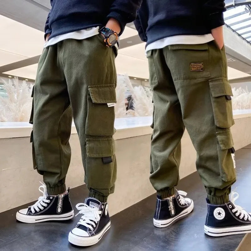 Multiple Pockets Boy Cargo Pants Children Casual Sweatpants Three-dimensional High Visibility Sports Pants Children's Clothing