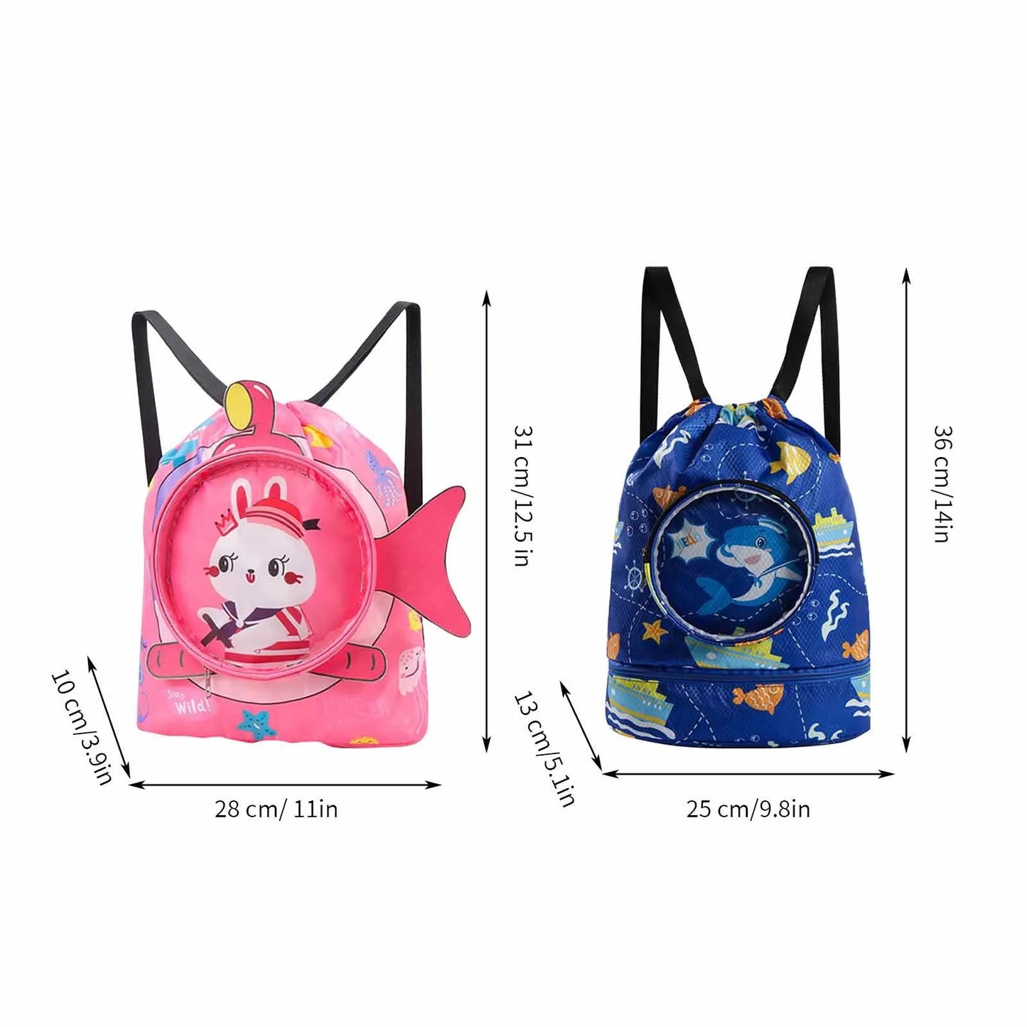 Swimming Wet Dry Bag Waterproof Kids Backpack Portable Oxford Cloth Separation Children Pouch Clothes Holder Pink S