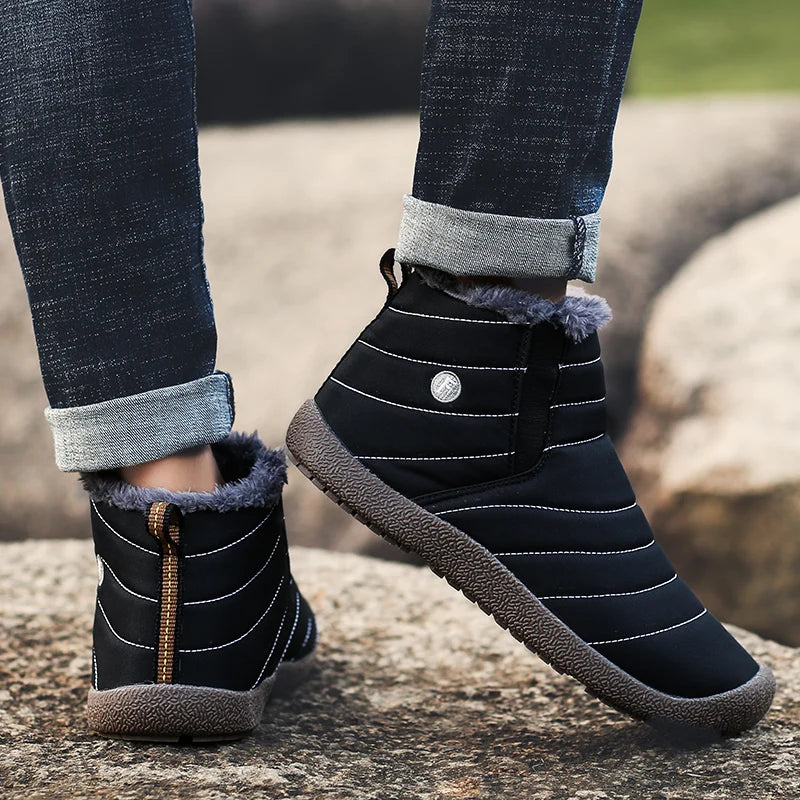 Men Winter Shoes Solid 3 Colors Men's Snow Boots Plush Inside Bottom Keep Warm Waterproof Ski Boots Plus Size 36 - 48