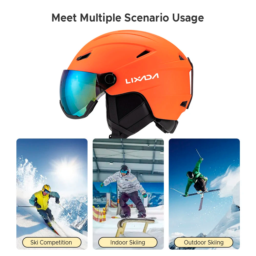 Integrated Ski Helmet Men and Women Snowboard Helmet with Removable Visor Goggles