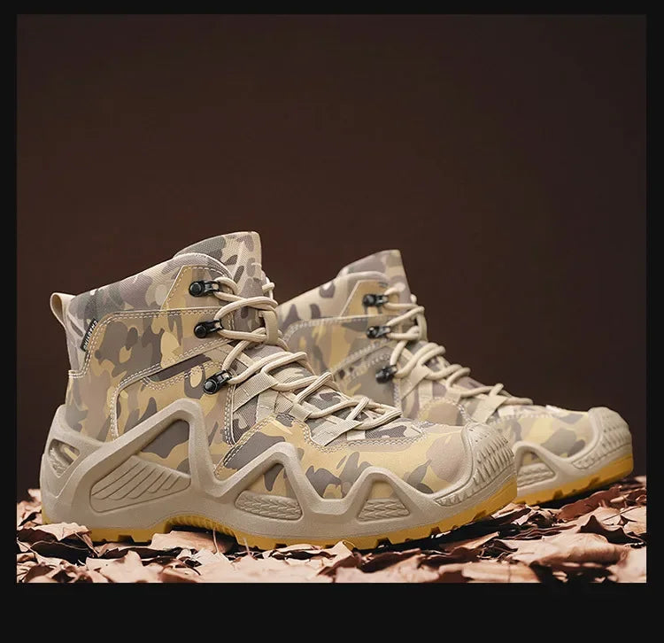 Oxford Waterproof Tactical Boots Men's Outdoor Non-slip Climbing Hiking Sports Shoes 45Plus Size Camouflage Work Shoes 46