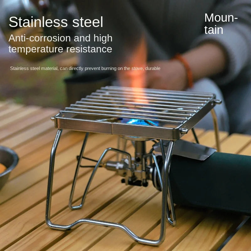 Outdoor Stainless Steel Stove Holder Camping Portable Folding Mini Barbecue Rack Pot Holder Baking Tray Holder