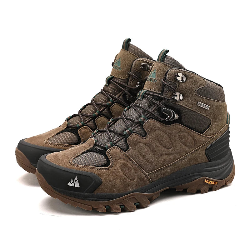 HIKEUP High-Top Men Hiking Boot Winter Outdoor Shoes Lace-Up Non-slip Sports Casual Trekking Boots Man Suede Warm Shoes