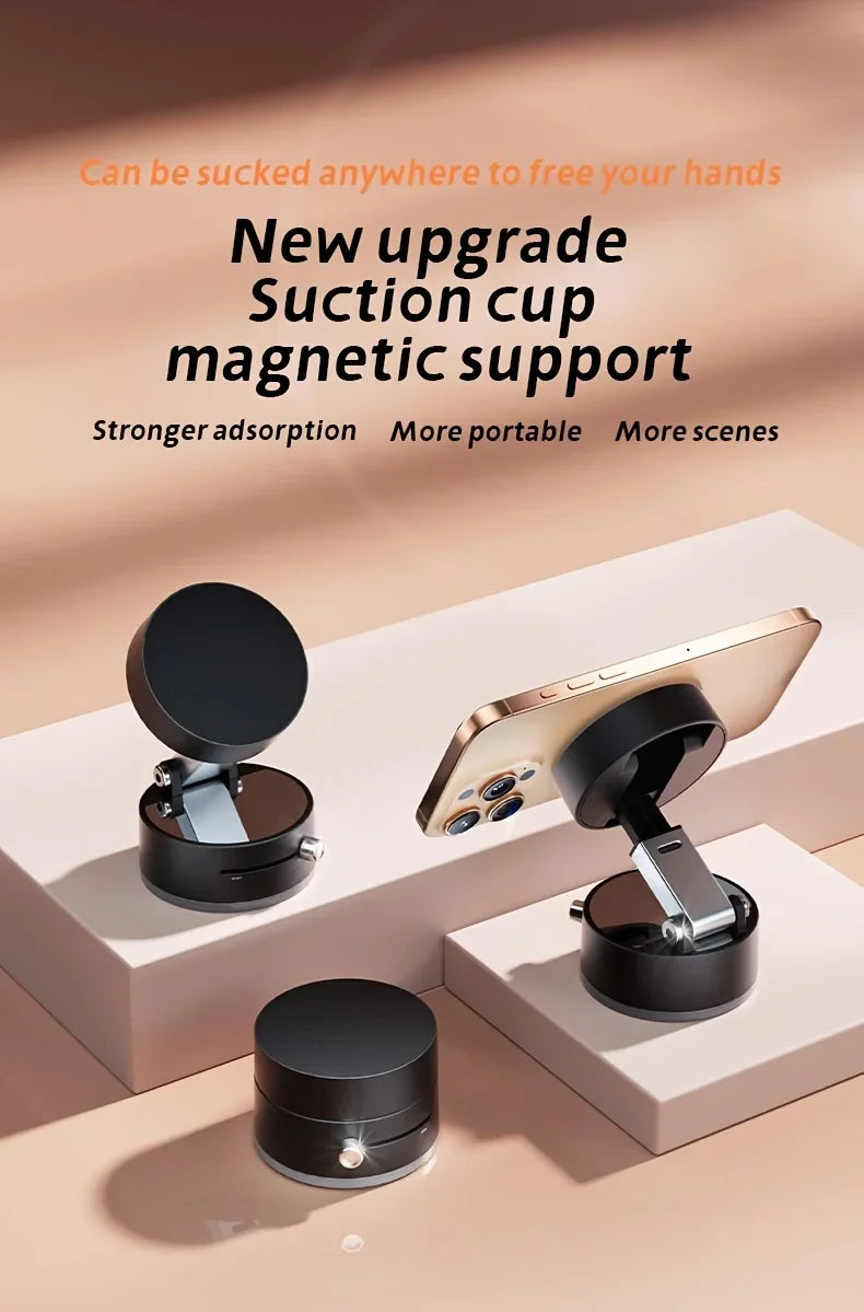 2025 New Model 360-Degree Rotating Aluminum Alloy Magnetic Vacuum Suction Cup Car Phone Holder, Portable New Design