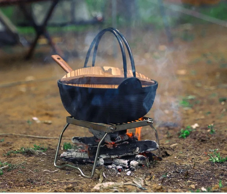 Outdoor Stainless Steel Stove Holder Camping Portable Folding Mini Barbecue Rack Pot Holder Baking Tray Holder