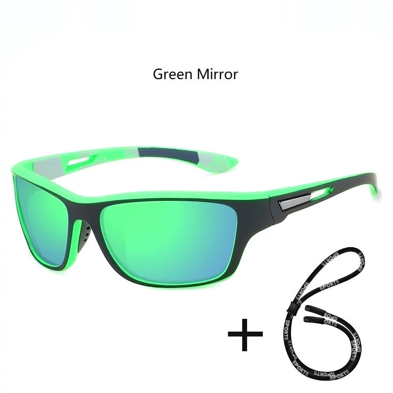 Men's Polarized Cycling Sunglasses with Chain - UV400 Sports Riding Sunglasses Anti-Reflective