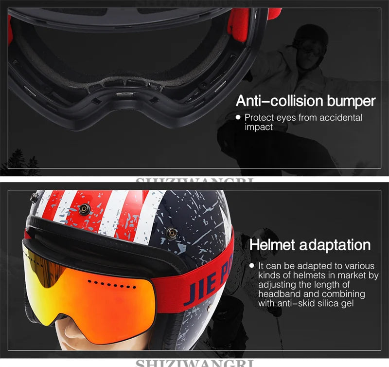 Magnetic Ski Goggles Lens Double Layer Skiing Anti-fog UV400 Snowboard Goggles Men Women Ski Glasses Eyewear