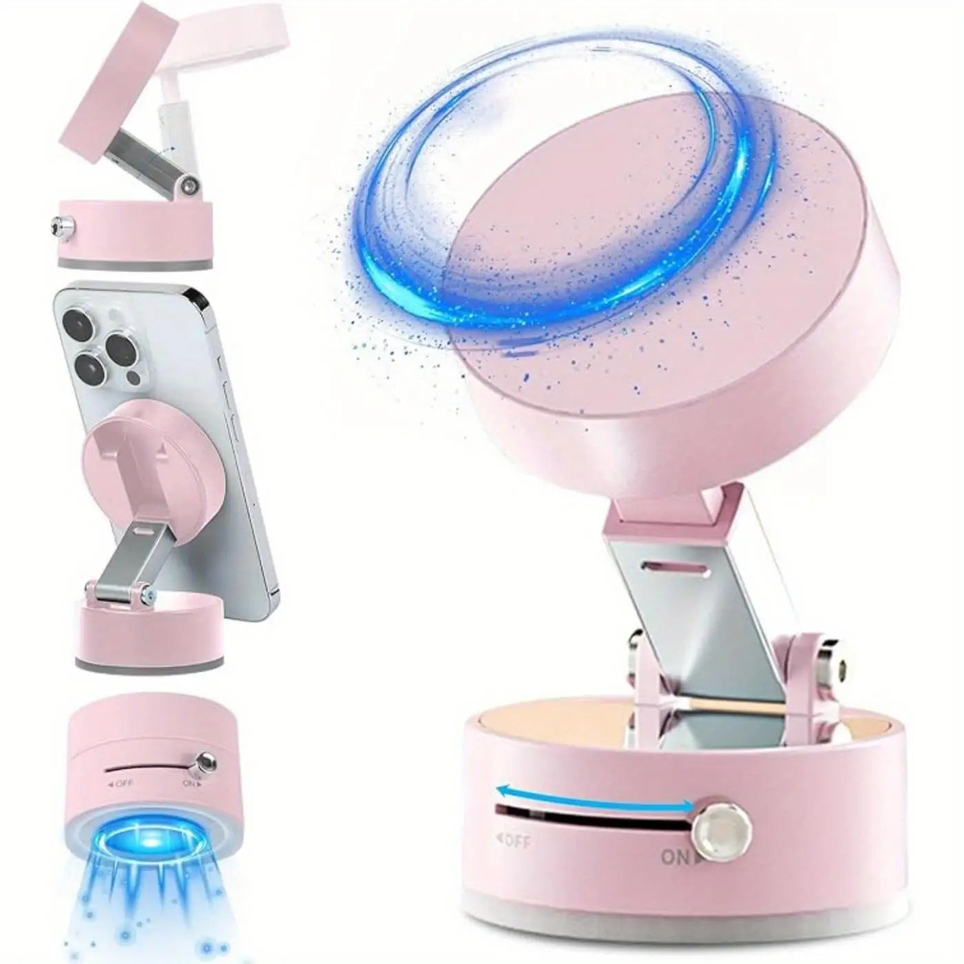 2025 New Model 360-Degree Rotating Aluminum Alloy Magnetic Vacuum Suction Cup Car Phone Holder, Portable New Design