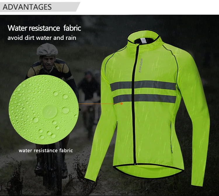 WOSAWE Men Cycling Windbreaker MTB Bicycle Long Sleeve Coat Water Resistant Outdoor Sport Jersey Bike Jacket Cycling Clothing