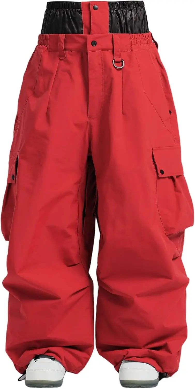 GSOU SNOW Super Baggy Snowboard Pants Men Waterproof Windproof Sports Clothes Insulated Loose Fit Ski Trousers for Cold Weather