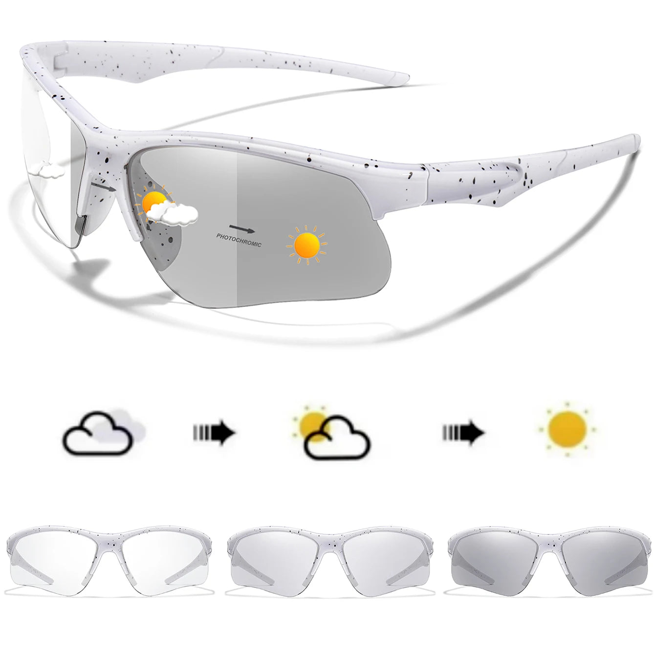 LOISRUBY Style Photochromic Sunglasses Men Women Outdoor Mtb Bicycle Cycling Runnging Eyewear Sports Bike Windproof Goggles