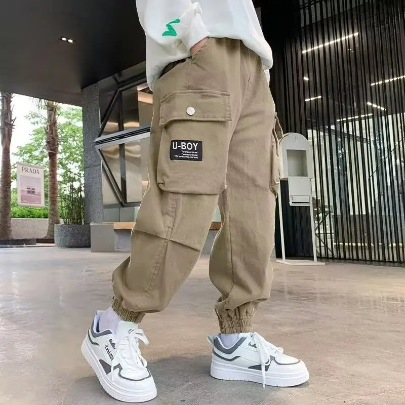 Multiple Pockets Boy Cargo Pants Children Casual Sweatpants Three-dimensional High Visibility Sports Pants Children's Clothing