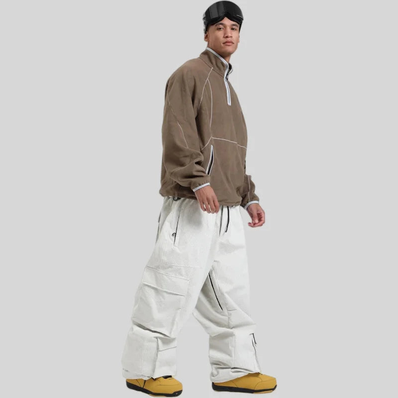 GSOU SNOW Winter Multi Pockets Ski Pants Men Loose Snow Pants Warm Windproof Skiing Trousers Outdoor Sports Breathable Britches