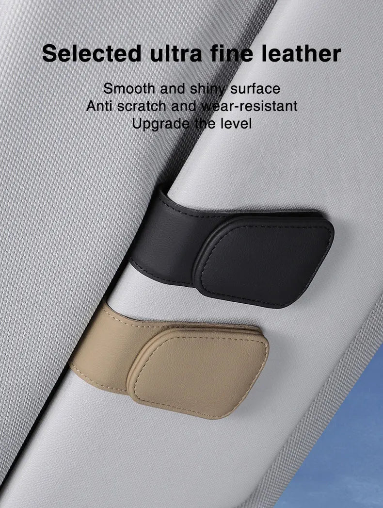 Universal Car Auto Sun Visor Eyeglass Hanger Clip Leather Glasses Holder Magnetic Multi-Function Automobile Accessories Storage