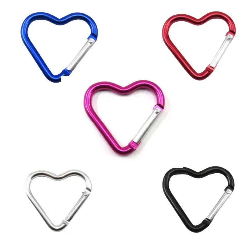Outdoor Carabiner Heart Shape Keychain Clip Aluminum Alloy Rings Climbing Clips Spring Snap Hook Carabiner Durable