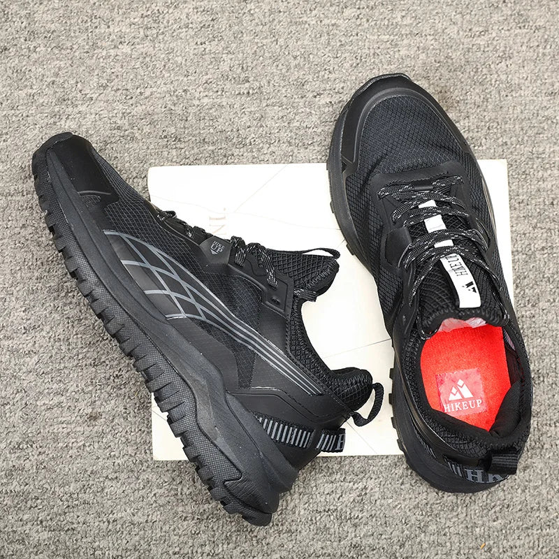 HIKEUP New Men Hiking Shoes Outdoor Sport Wear-Resistant Climbing Shoes Rubber Sole Trekking Sneaker Women Sports
