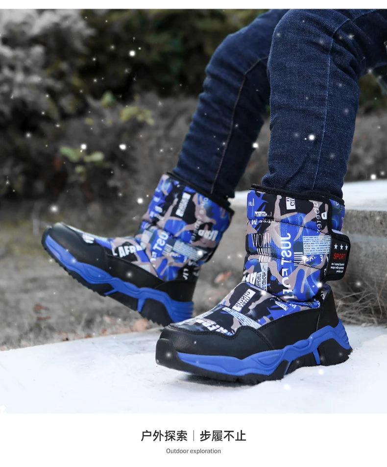 New Cute Winter Girl's Nonslip Snow Boots Kids Mountaineering Skiing Warm Felt Boots School Outdoor Activities Eur Size 31-39