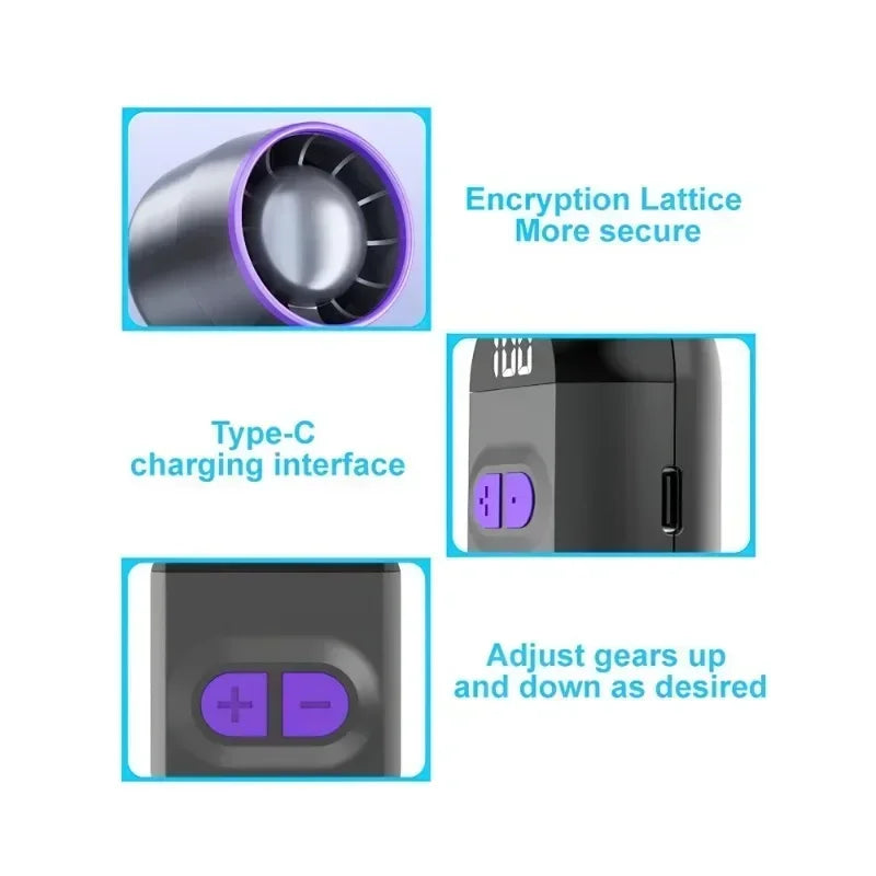 Mini Portable Hand Fan, 100 Wind Speeds, 6000mAh USB Battery Rechargeable, LED Digital Display, Travel,Camping,Outdoor