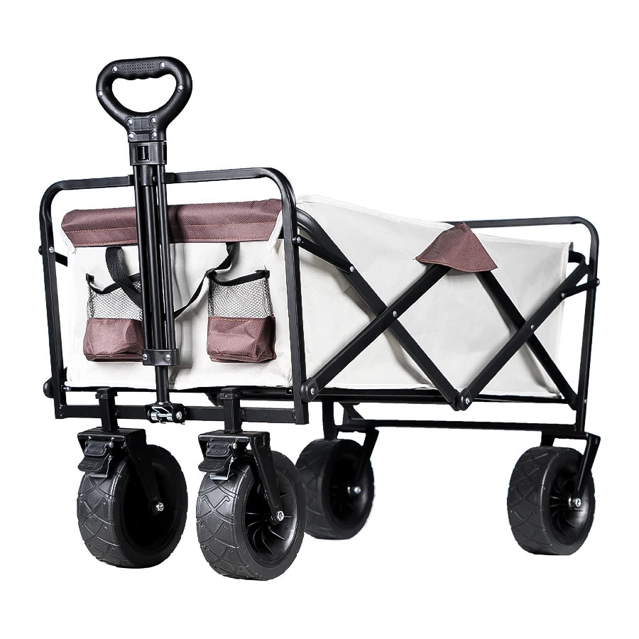 Collapsible Folding Utility Beach Cart Wagon Heavy Duty Large Capacity Fold Wagon Ourdoor Trolley Portable Garden Camping Cart