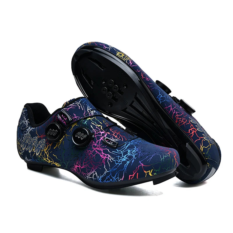 New Professional Cycling Shoes Men Locking Booster Shoes Breathable Double Knob Buckle Women SPD Hard-Soled Road Cycling Shoes