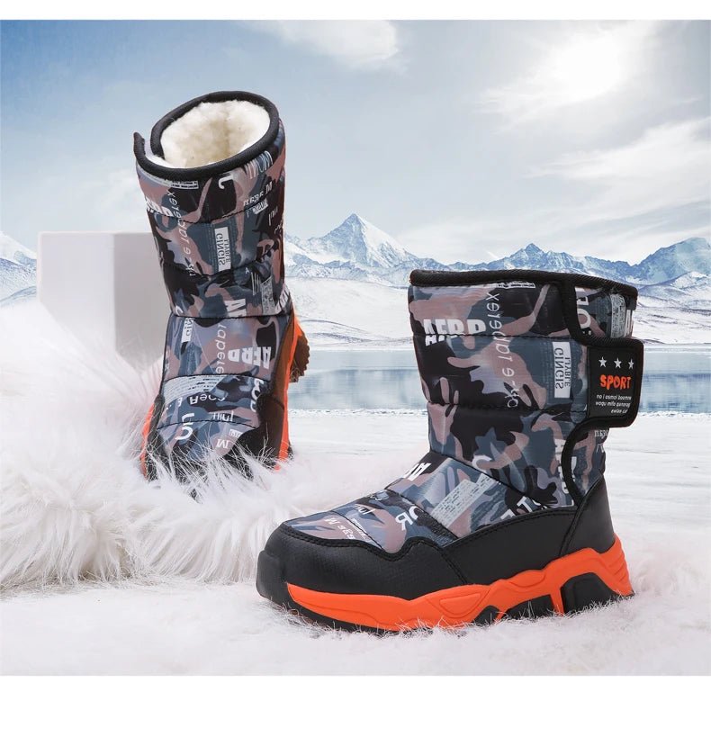 New Cute Winter Girl's Nonslip Snow Boots Kids Mountaineering Skiing Warm Felt Boots School Outdoor Activities Eur Size 31-39