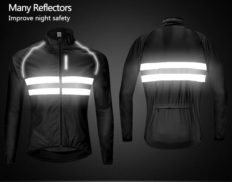 WOSAWE Men Cycling Windbreaker MTB Bicycle Long Sleeve Coat Water Resistant Outdoor Sport Jersey Bike Jacket Cycling Clothing