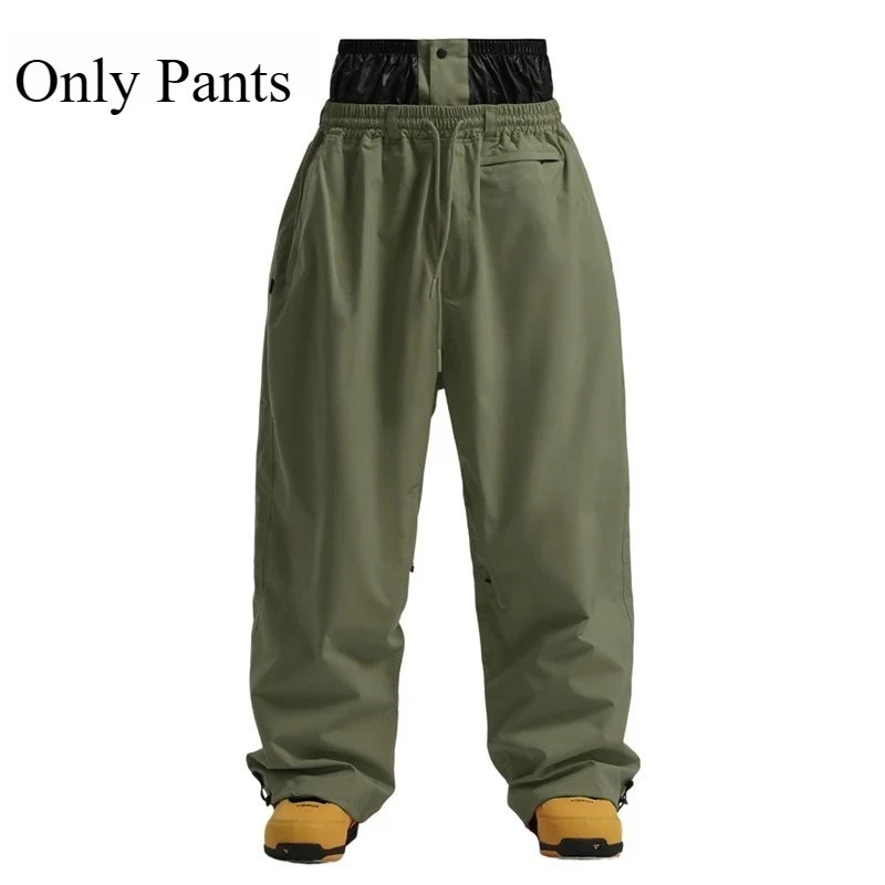 Men Baggy Windproof Solid Women Skiing Pants Waterproof Loose Hooded Ski Strides New Outdoor Sport Adult Breathable Trousers