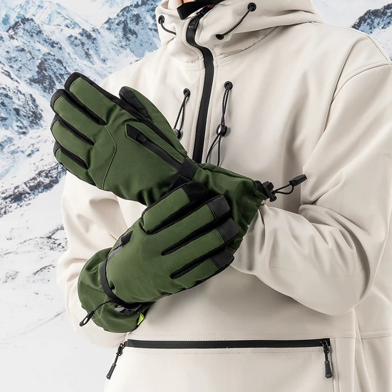 Qunature Ski Gloves Touchscreen Waterproof Keep Warm Ski Gloves Extended Wrist Palm anti-slip PU Snowboard Gloves Windproof