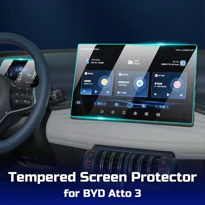 Tempered Glass Film Screen Protector for BYD Atto 3 Yuan Plus 2022-2024 Instrument Navigation Protective Cover Car Accessories