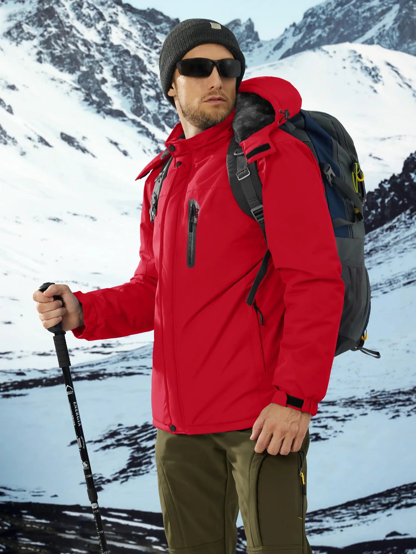 TACVASEN Winter Thicken Ski Snowboard Jacket Mens Fleece Waterproof Hiking Jackets Outdoor Mountain Trekking Windbreaker Parka