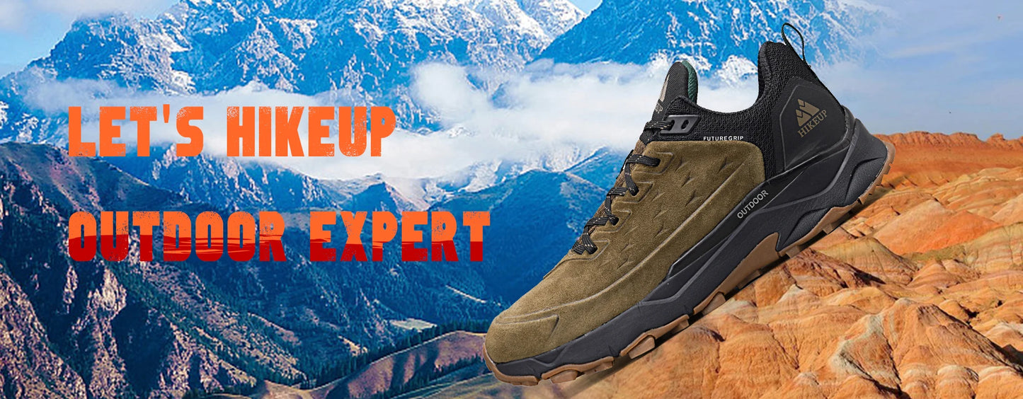 HIKEUP Latest Men's Hiking Shoes Wear-resistant Non-slip Outdoor Sneaker Rock Climbing Trekking Hunting Men Sports Suede Leather