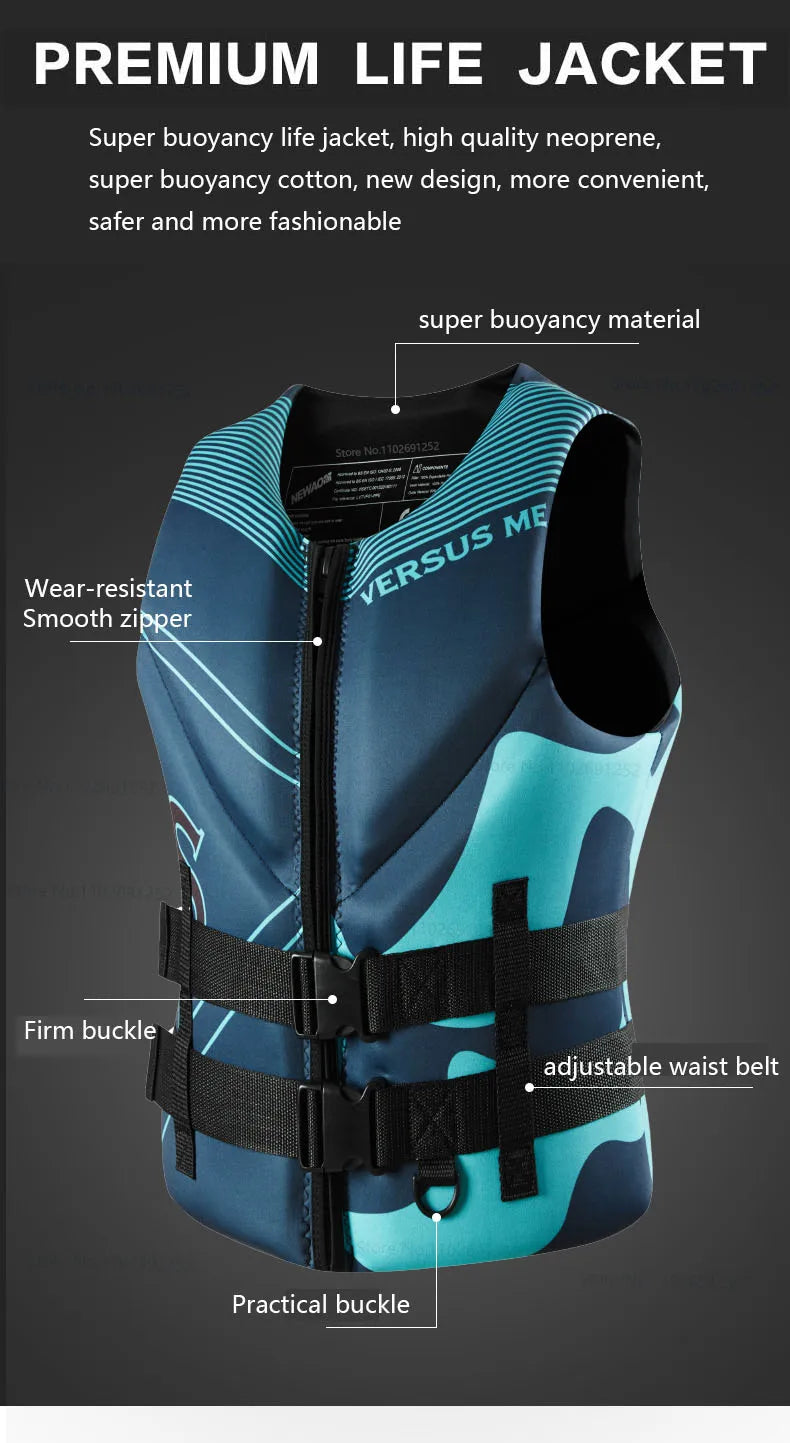Life Jacket for Adult Water Sport Swimming Surf Raft Kayak Fishing Jet Ski Life Vest Super Buoyancy Neoprene Rescue Life Jackets