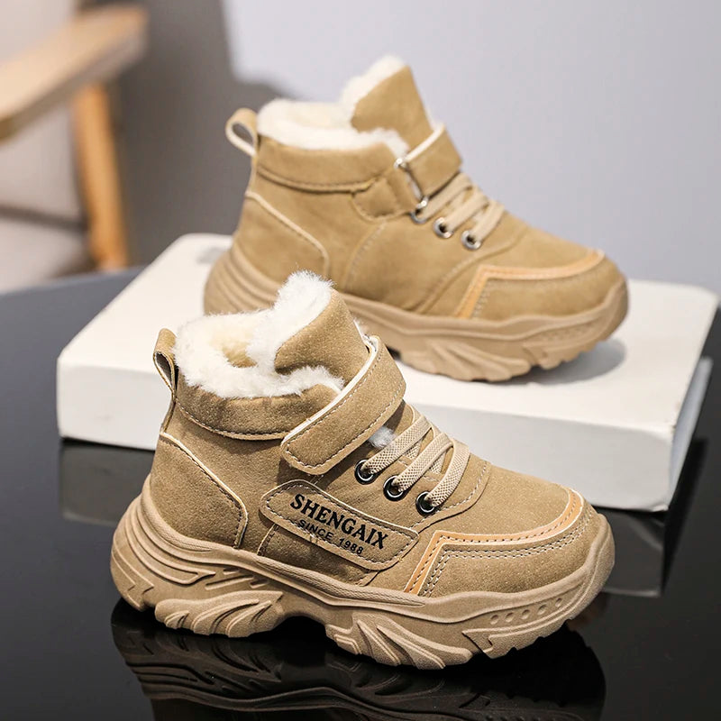 Children's Snow Boots Winter Thikcen Warm Plush Boys Sport Shoes Girls Non-slip Sneakers Student Shoes Kids Outdoor Hiking Boots