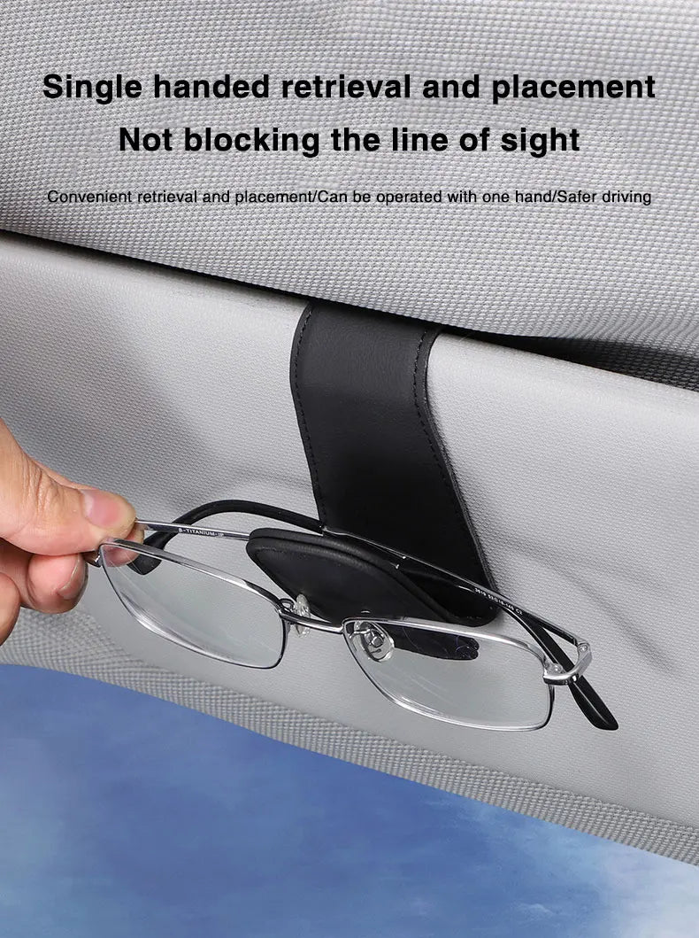 Universal Car Auto Sun Visor Eyeglass Hanger Clip Leather Glasses Holder Magnetic Multi-Function Automobile Accessories Storage