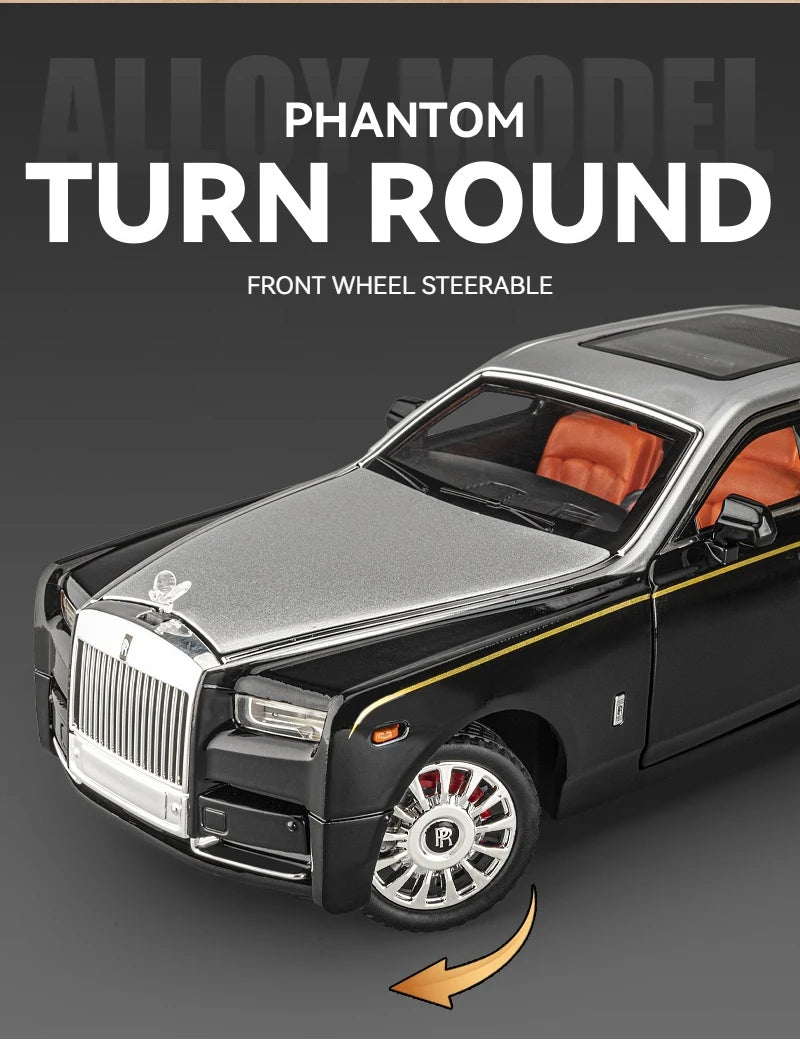 1:18 Rolls-Royce Phantom Model Car, Zinc Alloy Pull Back Toy Diecast Car with Sound and Light, Realistic Modeling Model Toy111