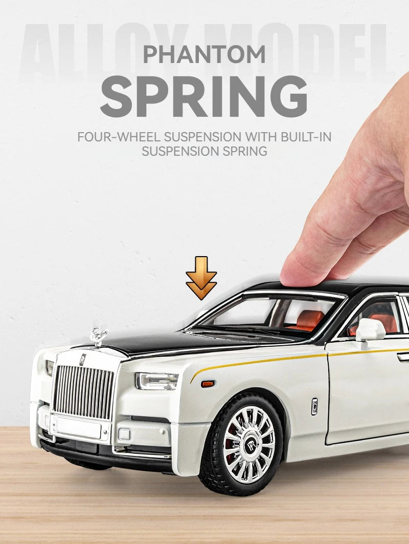 1:18 Rolls-Royce Phantom Model Car, Zinc Alloy Pull Back Toy Diecast Car with Sound and Light, Realistic Modeling Model Toy111