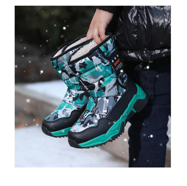 New Cute Winter Girl's Nonslip Snow Boots Kids Mountaineering Skiing Warm Felt Boots School Outdoor Activities Eur Size 31-39