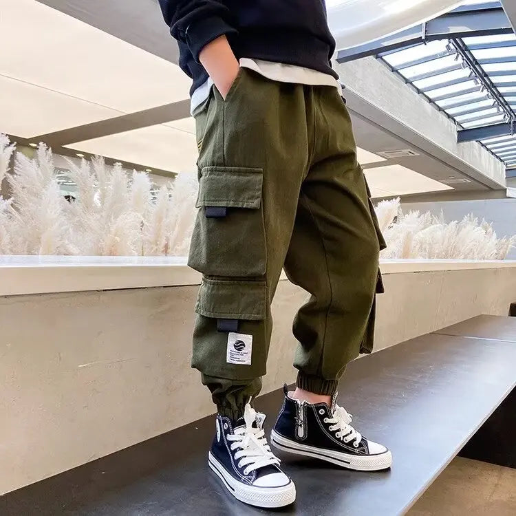 Multiple Pockets Boy Cargo Pants Children Casual Sweatpants Three-dimensional High Visibility Sports Pants Children's Clothing